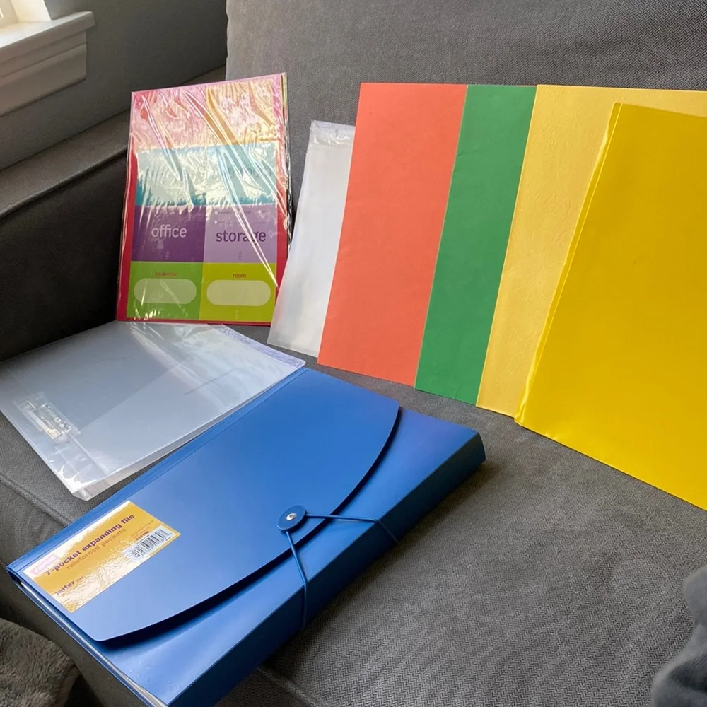 Random Collection of Office Supplies - folders, files, room labels, etc